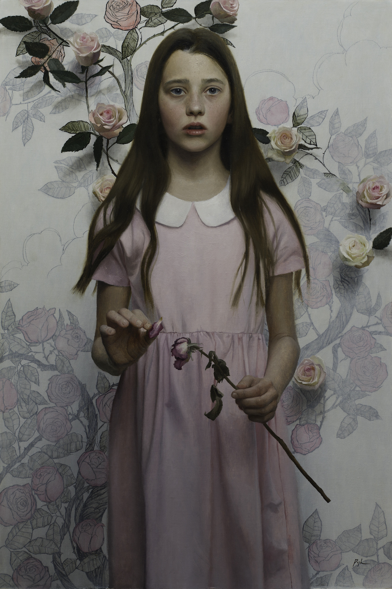 Mark R. Pugh, "Sorrow, and the Girl with the Flower," Oil, 24 x 36 inches