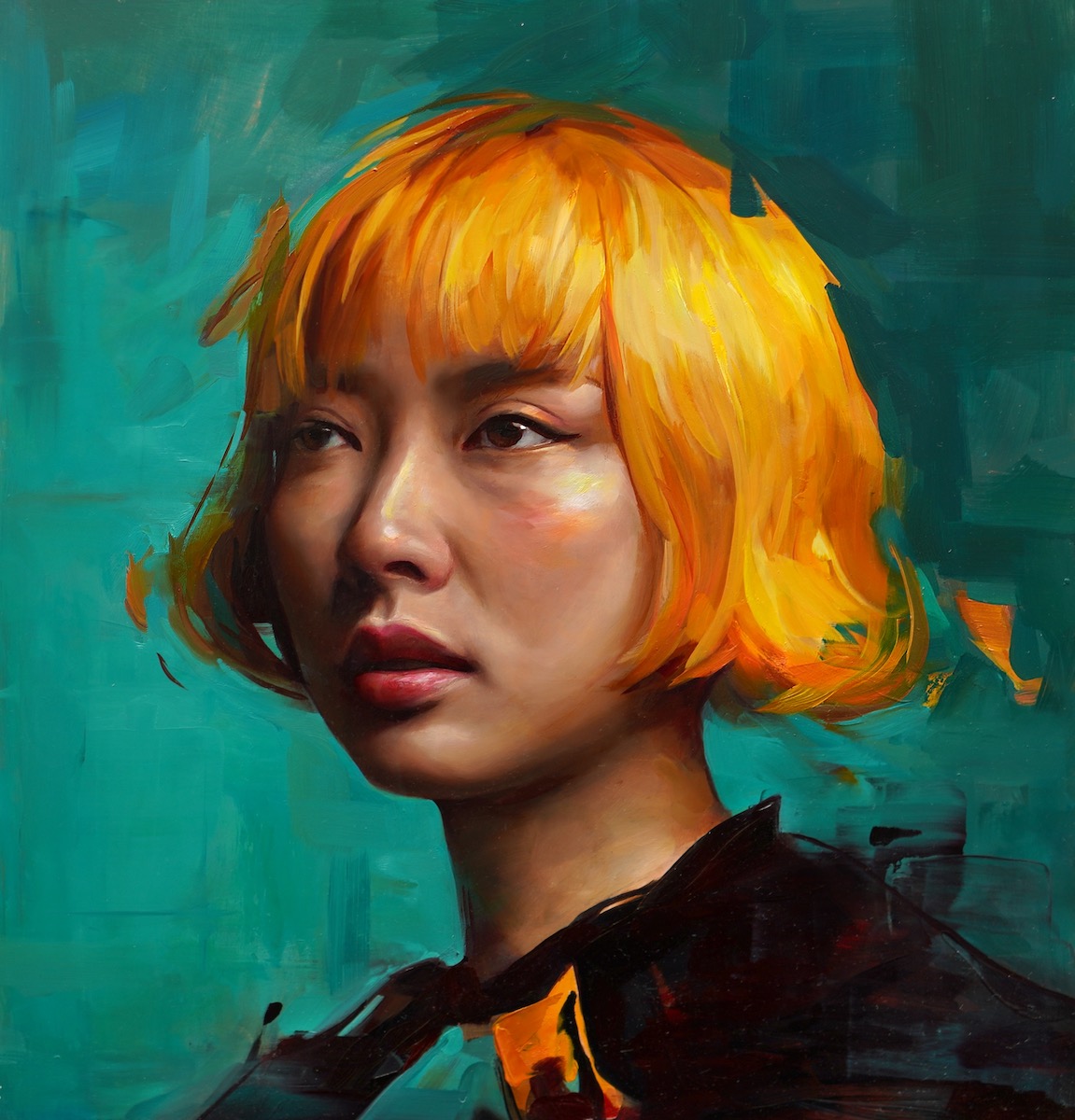 Steve Forster, “Junyi,” Oil on Aluminum, 16 x 16 inches