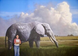 Painting Realistic Murals in a Reasonable Time Robert Bucknell Cabelas mural of an elephant