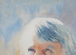 Watercolor painting process - Kathleen Lanzoni, "Morning Conversation," watercolor