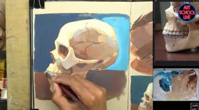 How to paint a skull with gouache