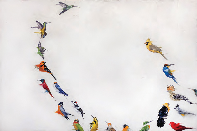 Michael Dickter (b. 1952), "Between Here and Heaven," 2022, oil and mixed media on panel, 40 x 60 in., private collection Michael Dickter (b. 1952), "Between Here and Heaven," 2022, oil and mixed media on panel, 40 x 60 in., private collection