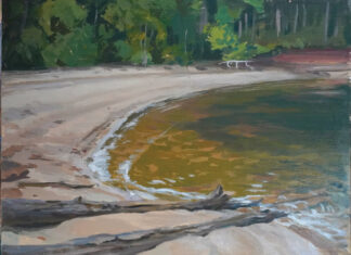 Justin Donaldson, "Secret Beach," 2024, oil, 11 x 14 in., private collection, plein air