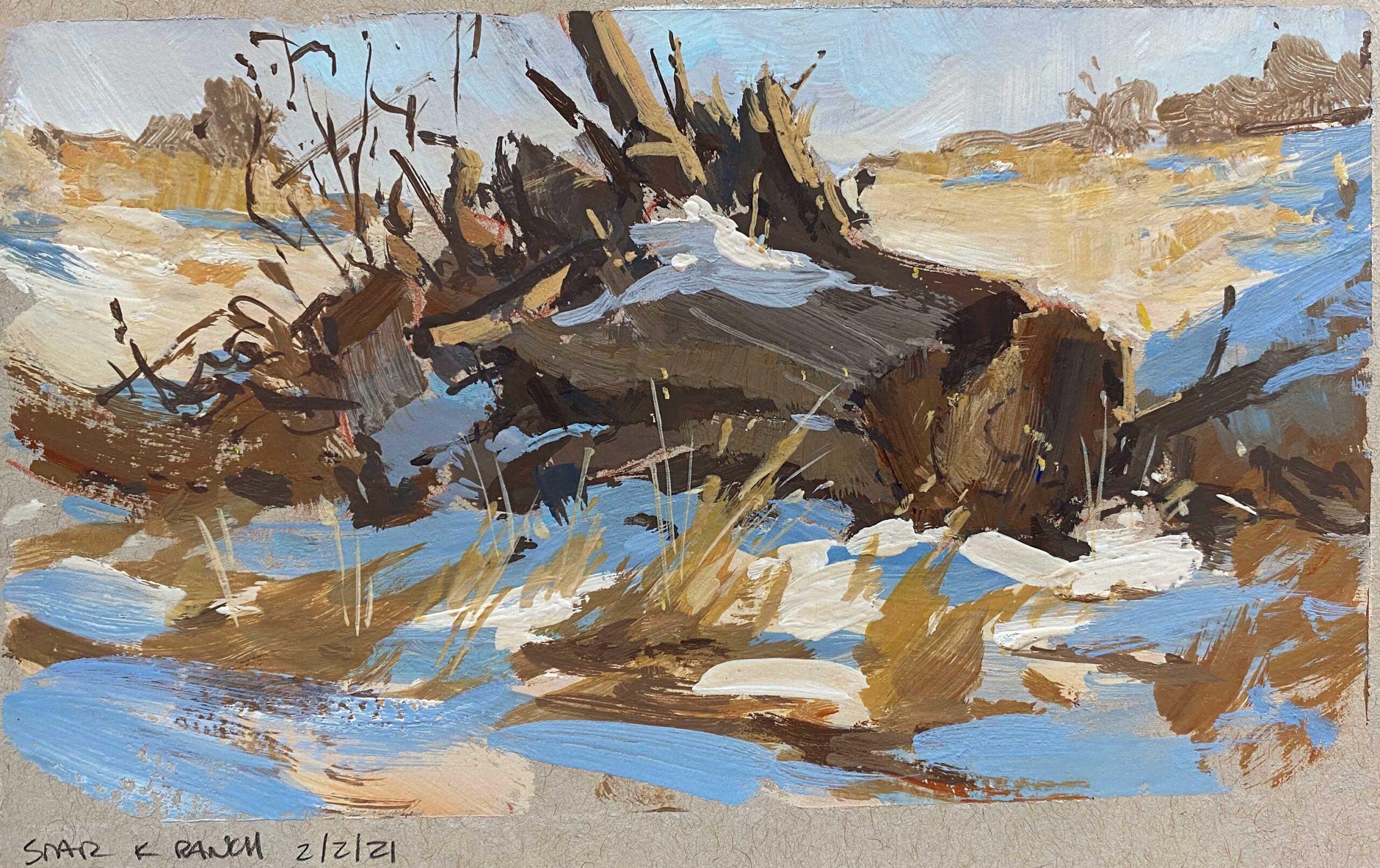 Judd Mercer, Plein Air Study, 2021, gouache, 4 x 7 in.