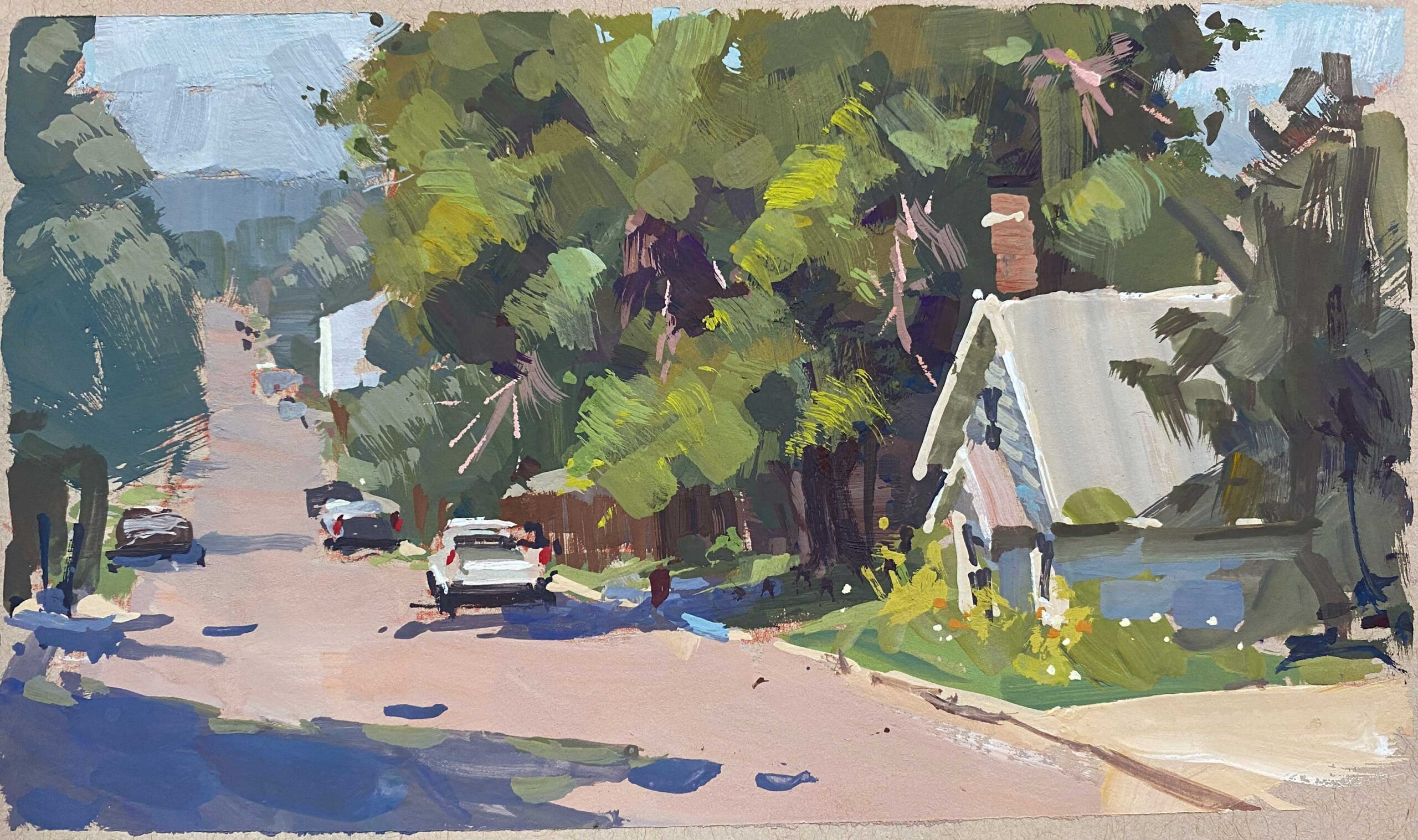 Judd Mercer, Plein Air Study, 2021, gouache, 4 x 7 in.