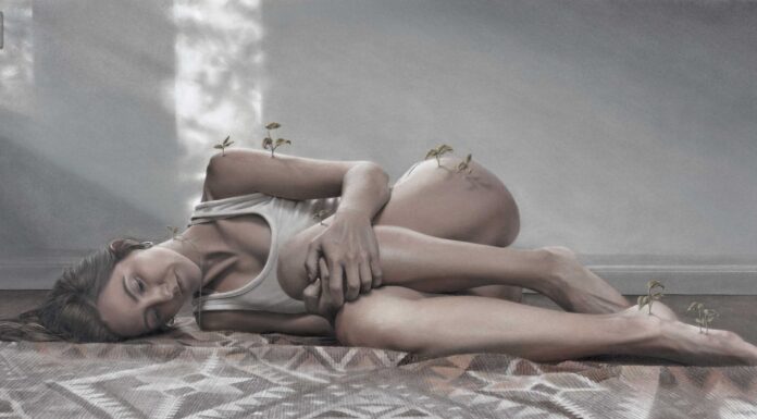 realistic drawings - Sara Gallagher, "Hold Your Grief Gently," 2022, pencil on paper, 20 x 40 in., private collection