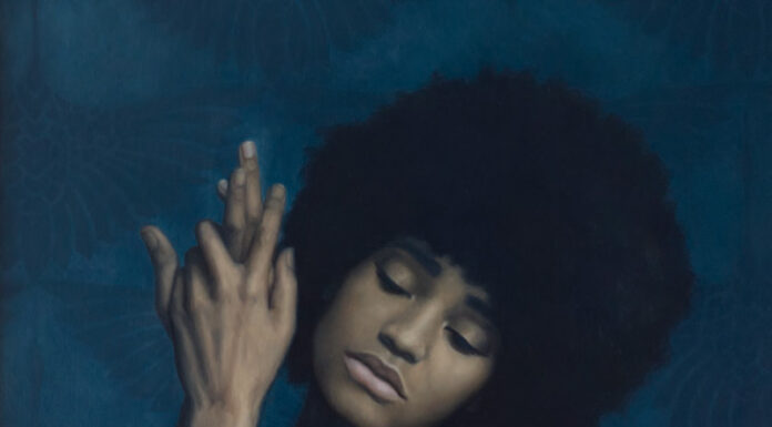 contemporary realism portrait painting - Christina Grace Mastrangelo, "Hope Tends Upwards," 2021, oil on linen over panel, 24 x 24 in., Guild of Boston Artists