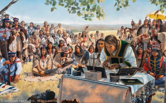 "La Prairie de la Messe" (oil, 31 x 50 in.) by George Capps and Polly Capps Paule