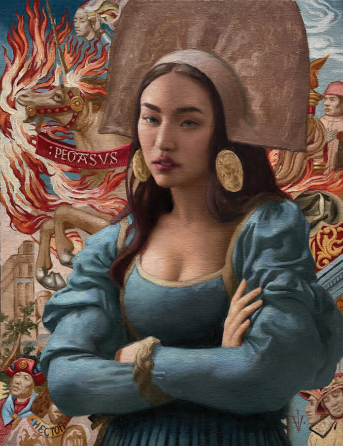 contemporary realism - José López Vergara (b. 1994), "Pegasus," 2023, oil on linen, 15 x 12 in., private collection