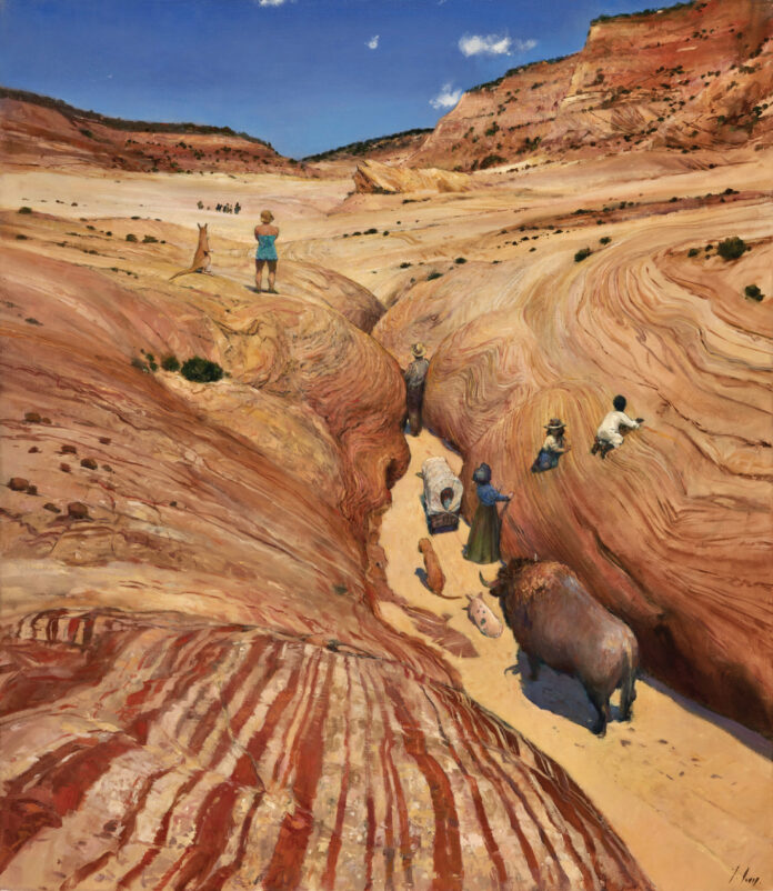 Contemporary realism - Julyan Davis, "There was Another Problem," 2023, oil on canvas, 44 x 38 in., available through the artist