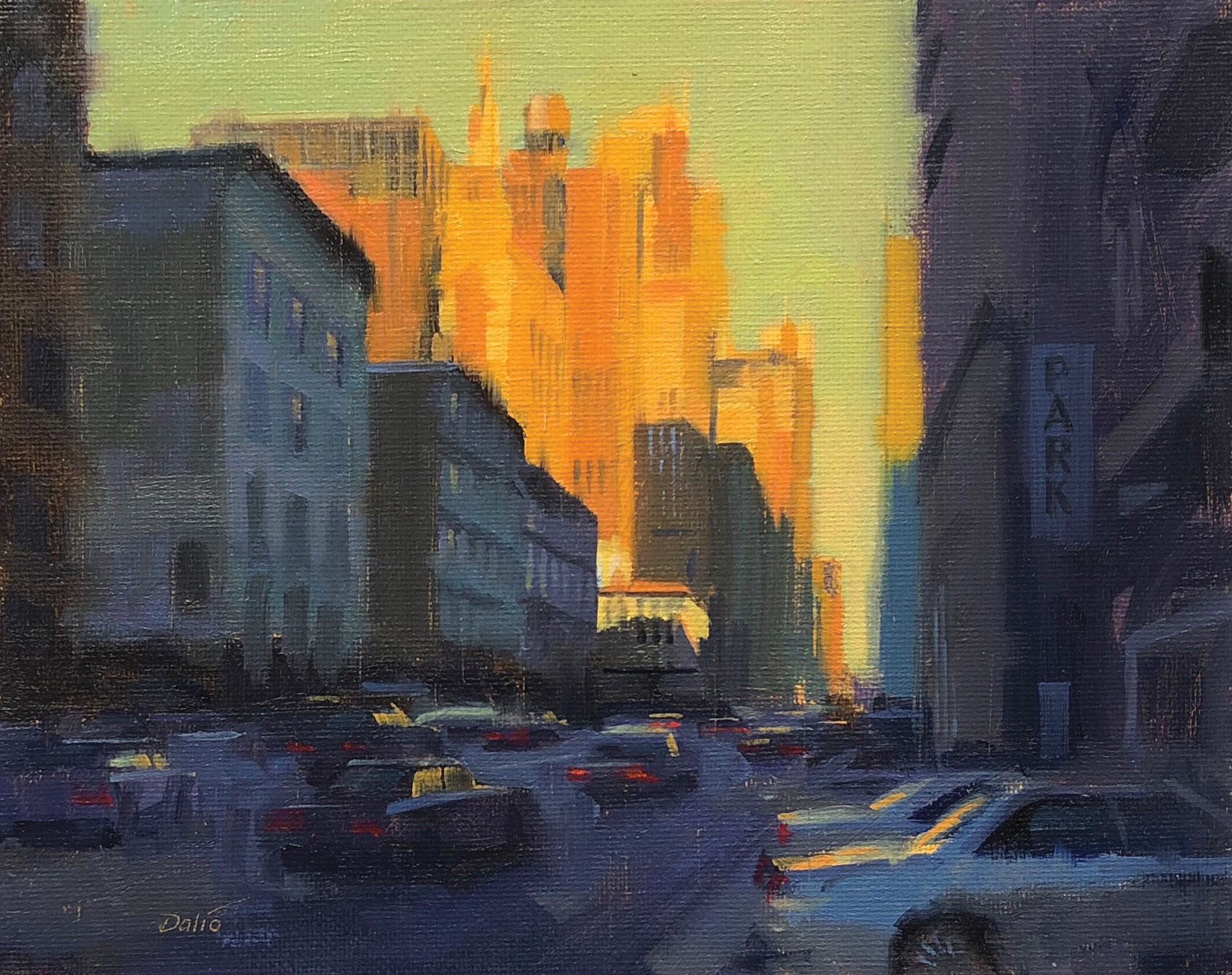 18. CARL DALIO (b. 1944), "Last Light in Chelsea," 2019, oil on panel, 8 x 10 in., available through the artist