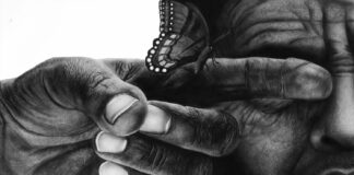 Gaurav Ghimire, "I Wonder," charcoal, 22.24 x 28.14; PleinAir Salon Best Drawing, August 2025