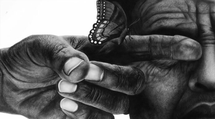 Gaurav Ghimire, "I Wonder," charcoal, 22.24 x 28.14; PleinAir Salon Best Drawing, August 2025