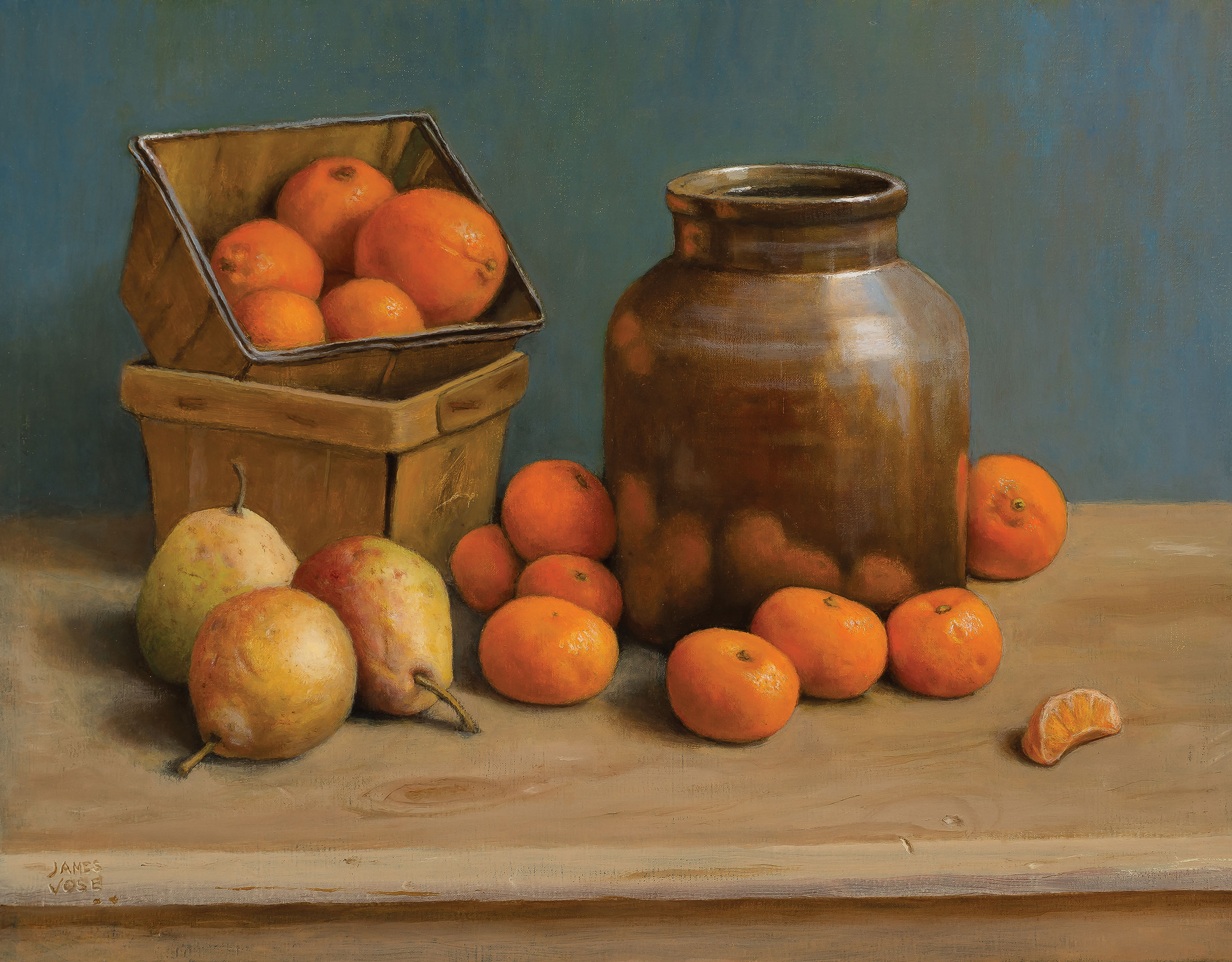JAMES VOSE (b. 1951), "Fruits of Reflection," 2022, oil on linen, 14 x 17 in., not for sale