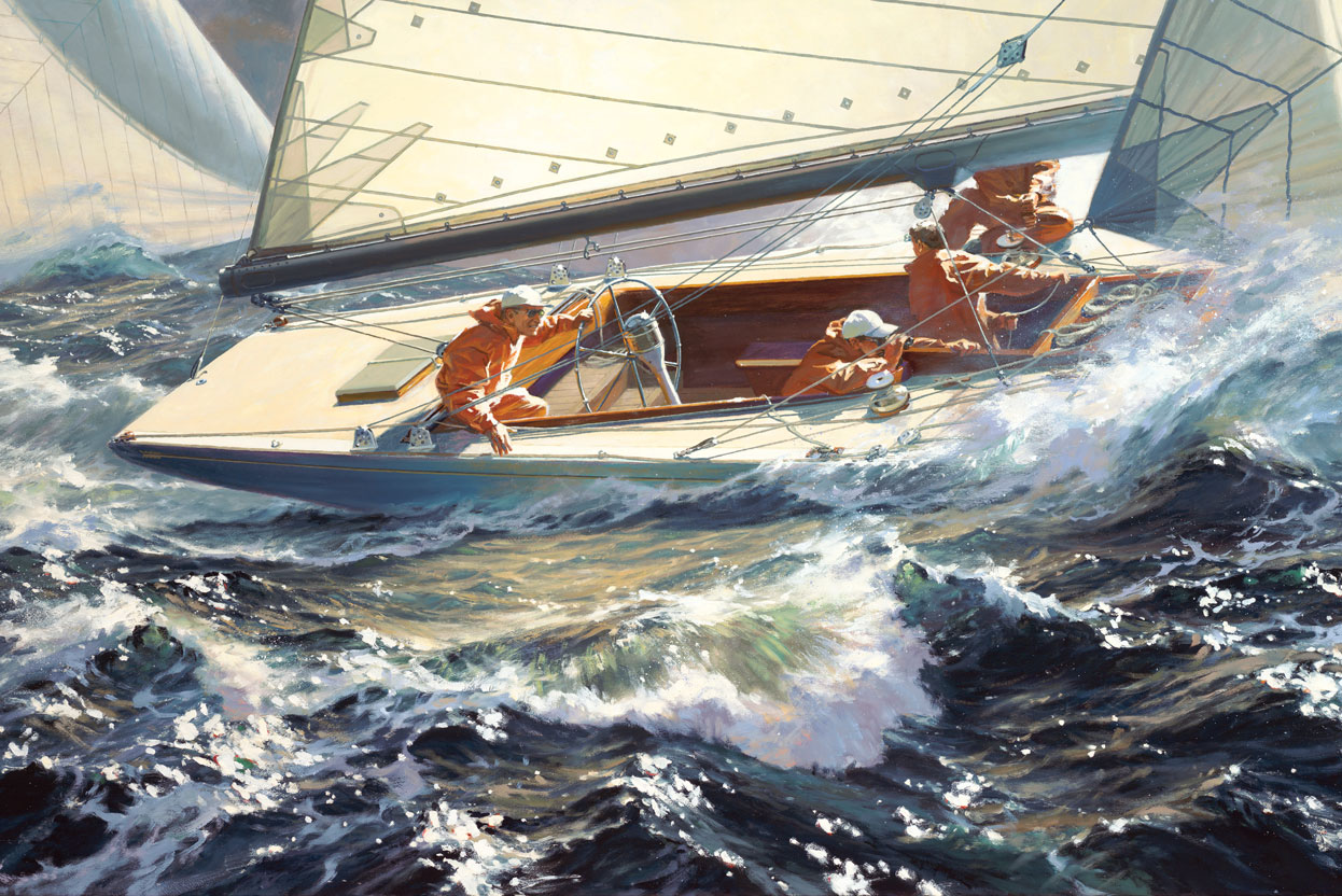 Maritime art - Russ Kramer (b. 1960), "Weatherly, 1962," 2012, oil on linen, 22 x 36 in., William I. Koch Collection