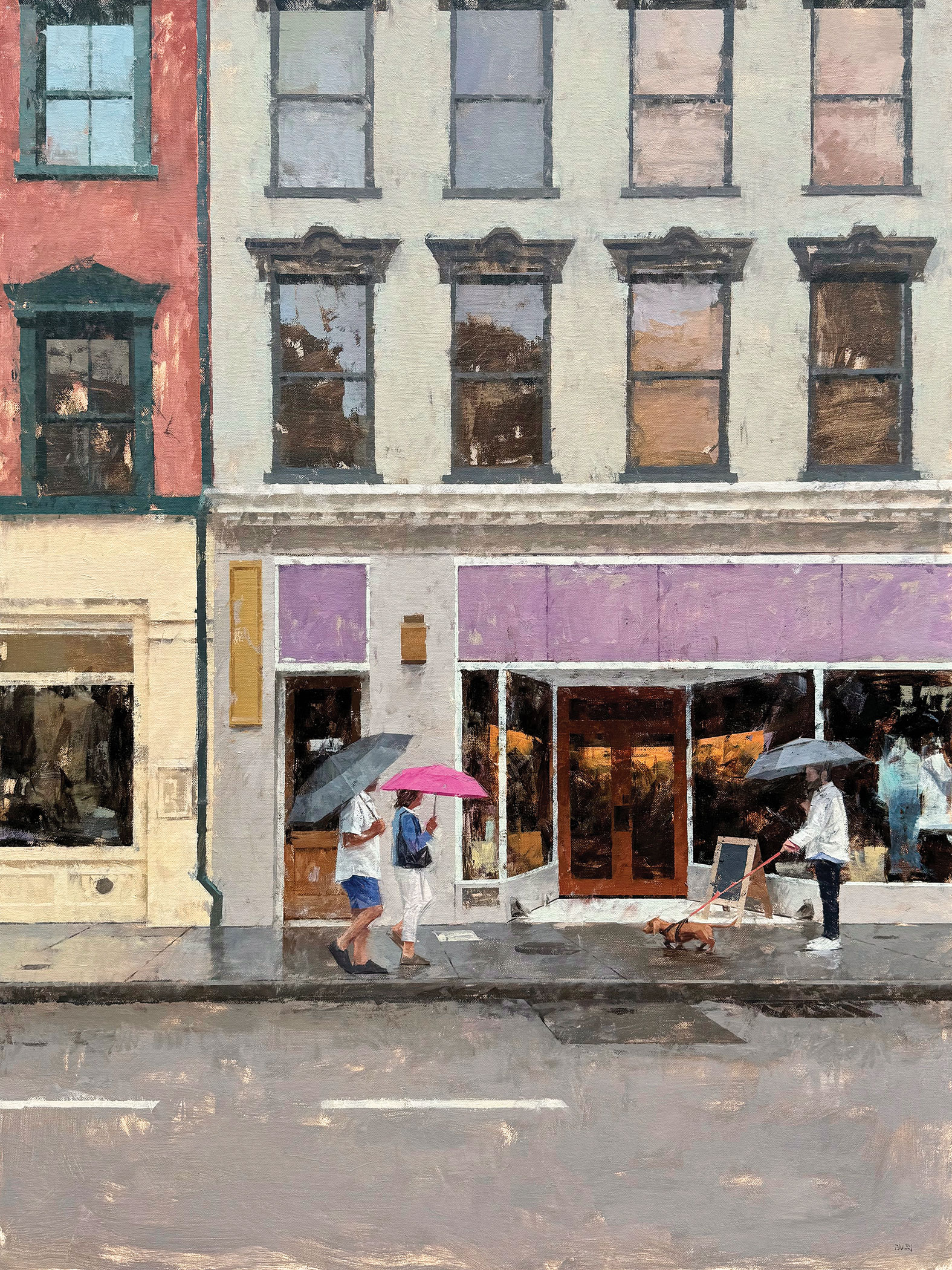 6. MARK ANDREW BAILEY (b. 1982), "Rainy Day on King," 2024, oil on canvas, 40 x 30 in., LePrince Fine Art Galleries (Charleston)