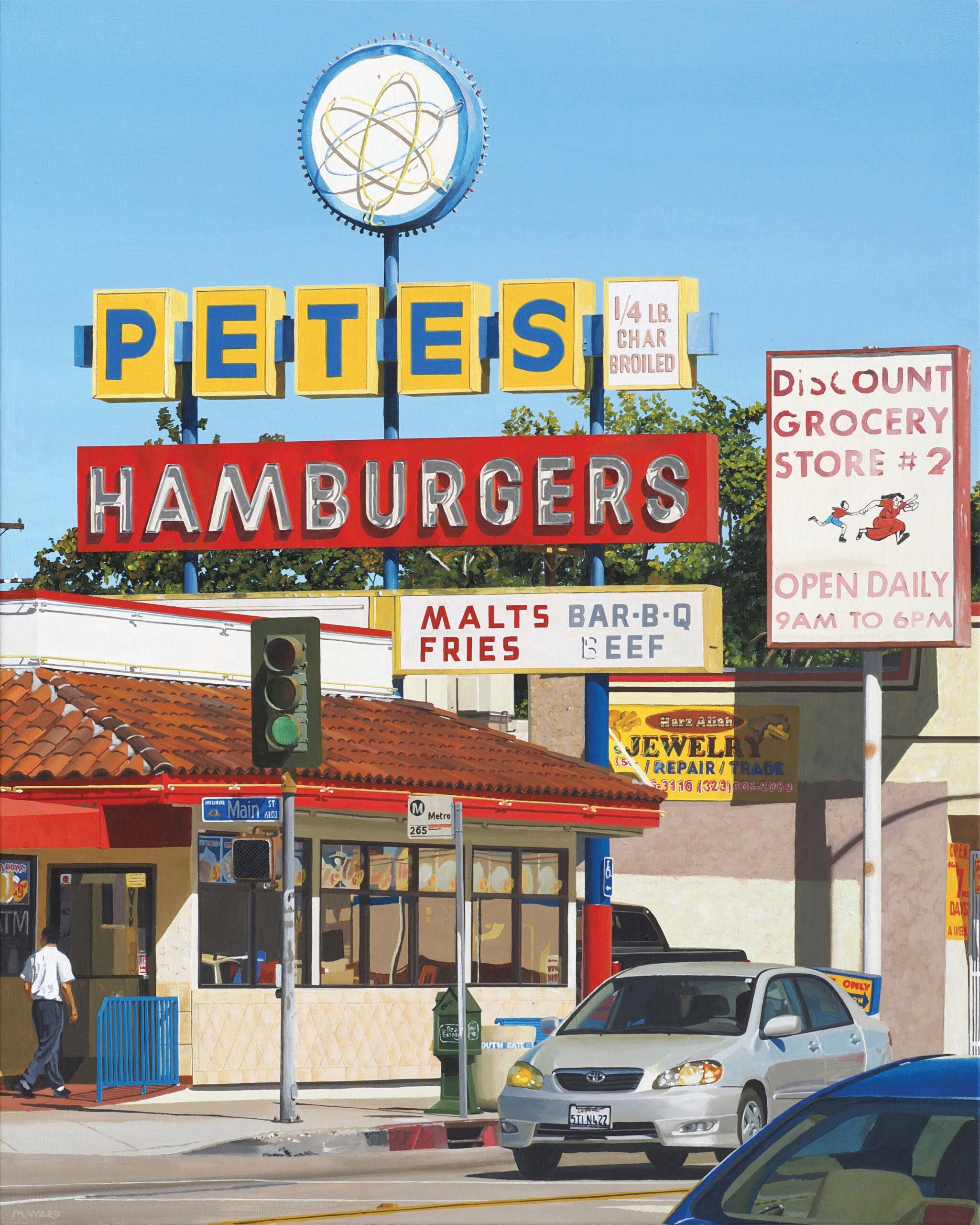 19. MICHAEL WARD (b. 1953), Pete’s Hamburgers, 2025, acrylic on canvas, 30 x 24 in., available through the artist