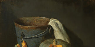 contemporary realism - Elizabeth Robbins (b. 1962), "Pumpkin Slices," 2022, oil on linen, 14 x 18 in., private collection