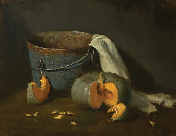 Elizabeth Robbins (b. 1962), "Pumpkin Slices," 2022, oil on linen, 14 x 18 in., private collection contemporary realism - Elizabeth Robbins (b. 1962), "Pumpkin Slices," 2022, oil on linen, 14 x 18 in., private collection