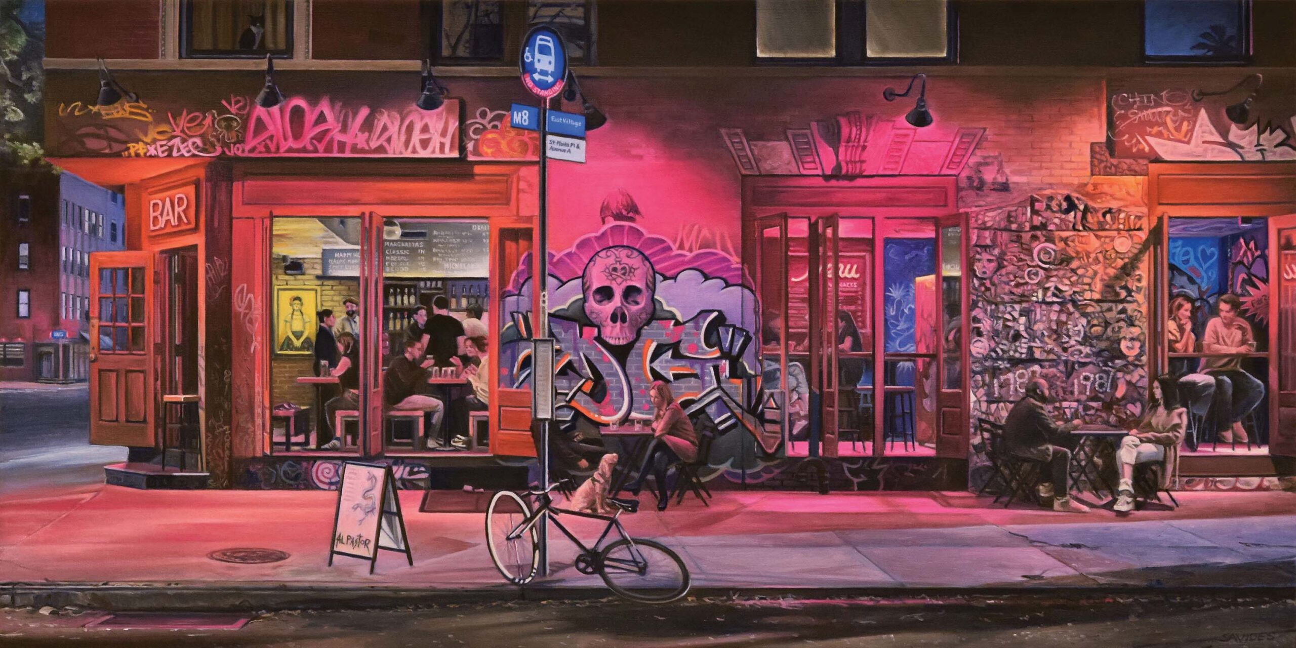 16. NICK SAVIDES (b. 1957), "East Village Nocturne," 2023, oil on linen, 24 x 48 in., available through ugallery.com