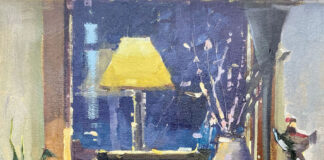 Michele Usibelli (b. 1962), "Carol’s Table," 2023, oil on linen, 16 x 12 in., private collection