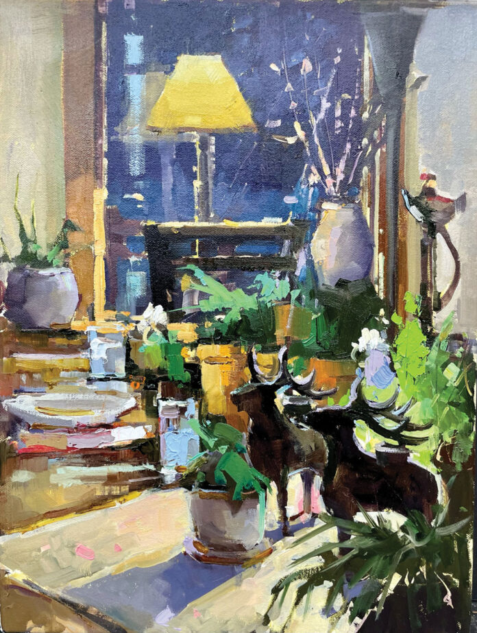 Michele Usibelli (b. 1962), "Carol’s Table," 2023, oil on linen, 16 x 12 in., private collection