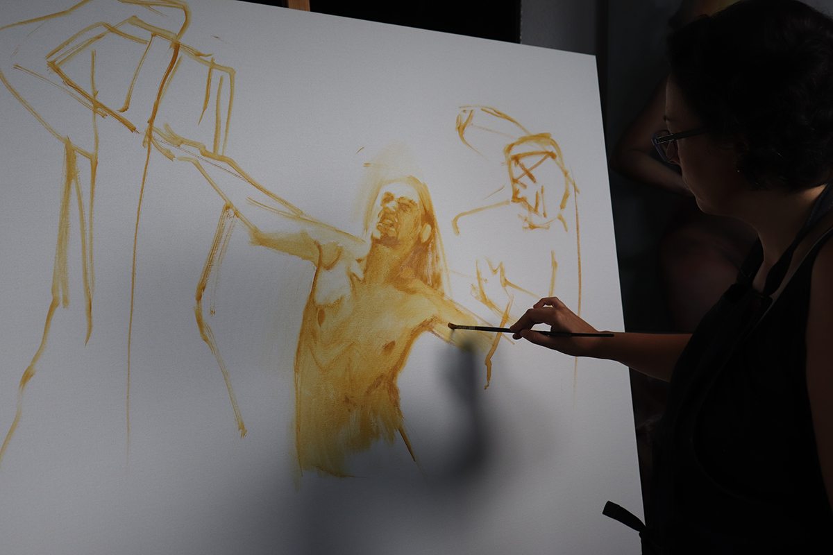 Block-in figurative art drawing how-to