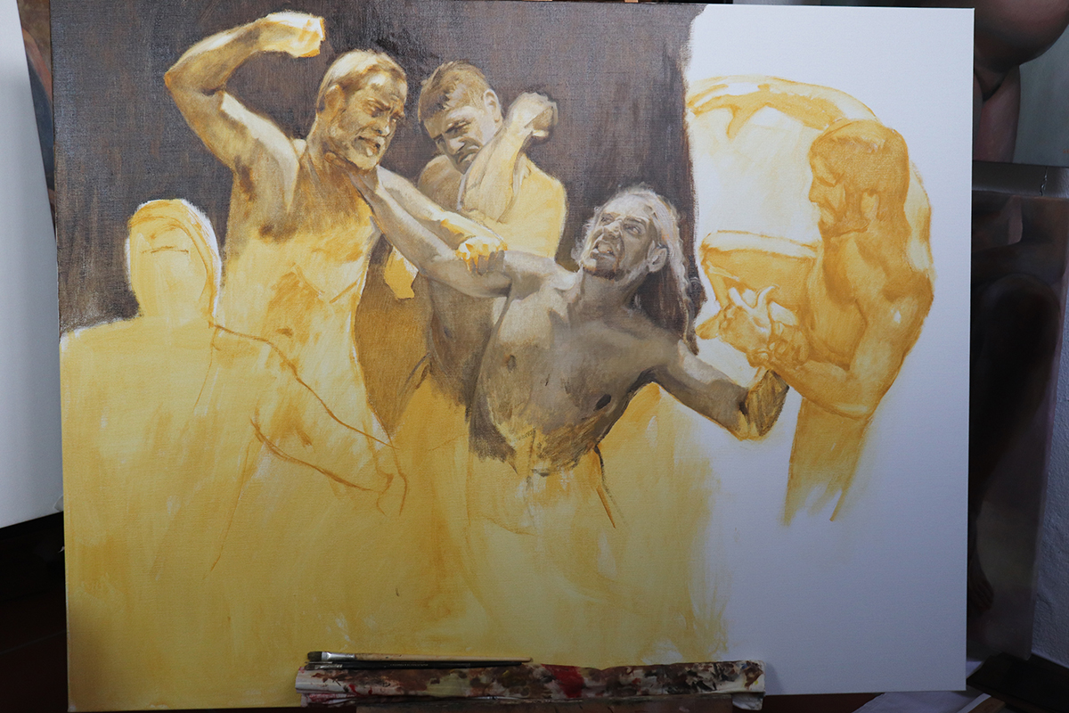 contemporary realism figurative painting in steps