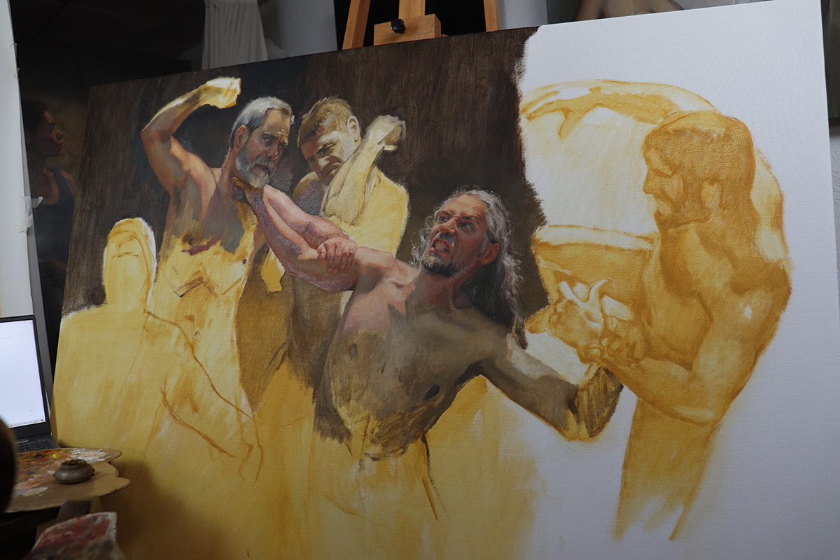 Narrative art painting in stages