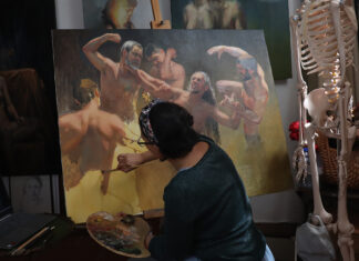 Narrative art painting in stages