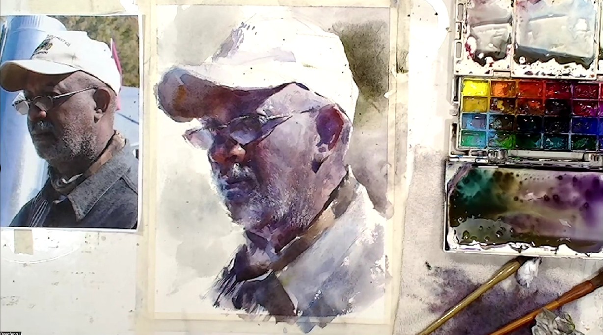 From Dongfeng Li’s watercolor portrait demo