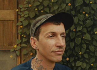 contemporary realism portrait painting - Émile Brunet, "The Man With a Fawn," 2025, oil on wood panel, 16 x 12 in.