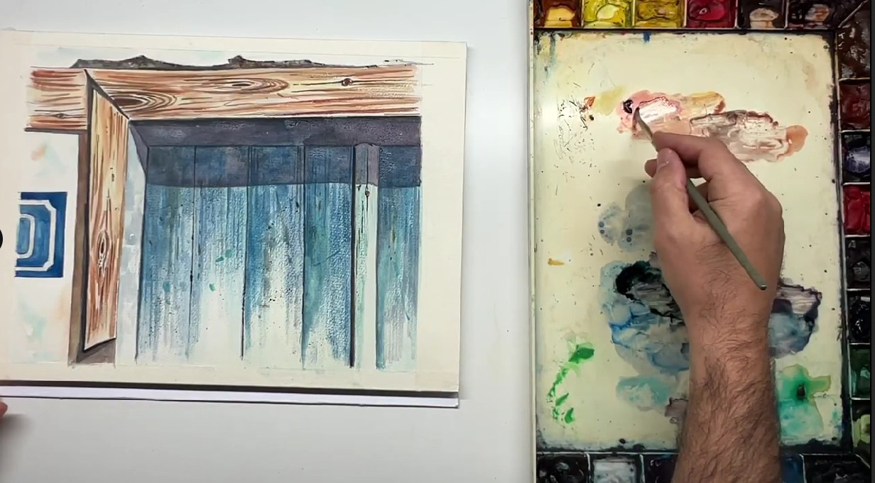 George Politis led the Still Life demo on Essential Techniques Day, focusing on an up-close segment of an interesting door.