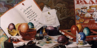 Scott Royston (b. 1974), "Eggs to Dye For," 2002, oil on panel, 13 x 18 in., private collection