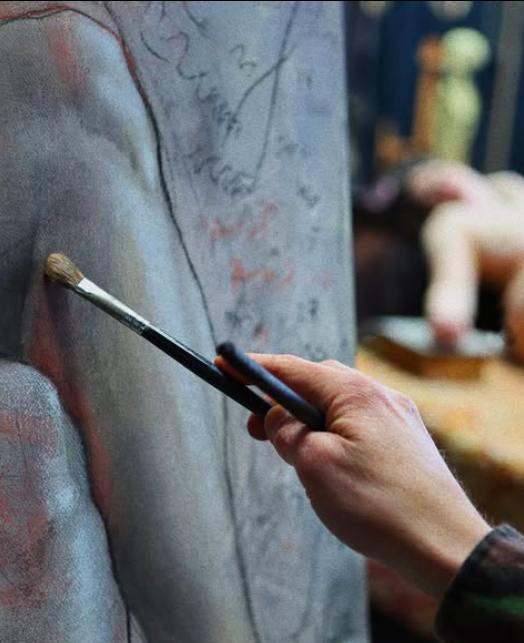 Shane at work with a live model