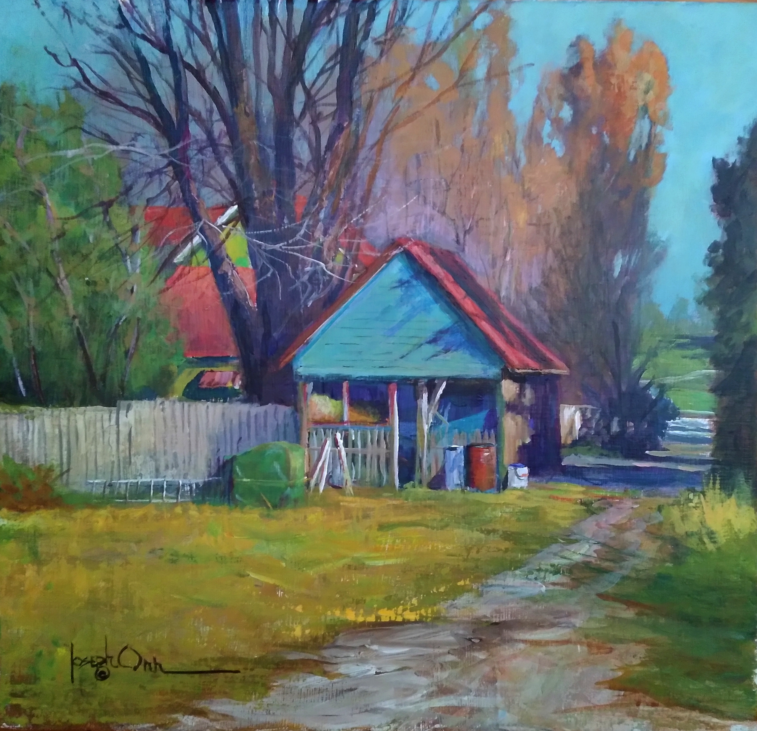 Joseph Orr, "In the Alley," acrylic, 12 x 12 in.