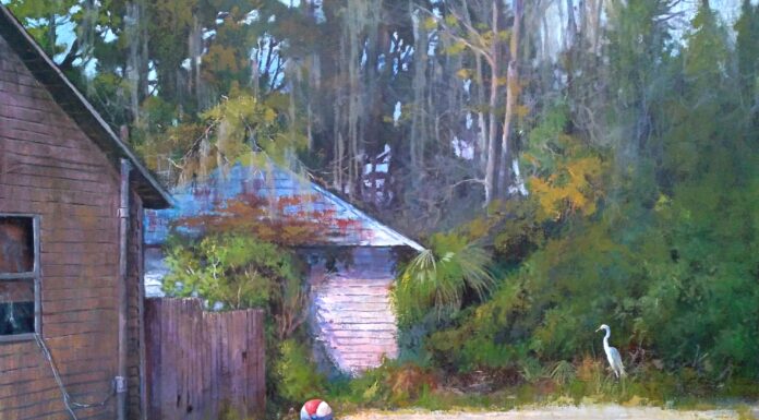Joseph Orr, "The Ball Is In Your Court," acrylic painting, 30 x 40 in.; Courtesy Red Piano Art Gallery, Bluffton, SC