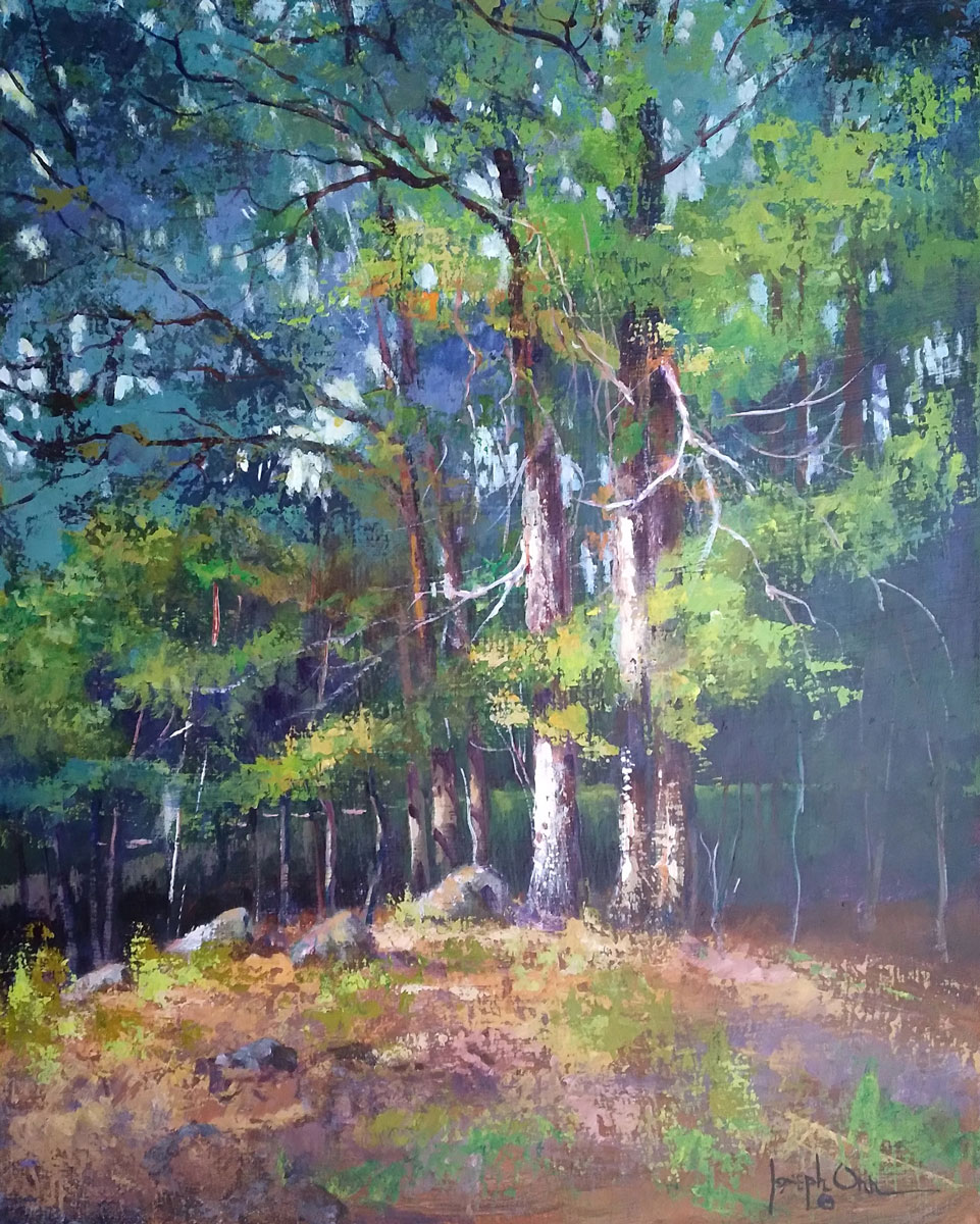 Joseph Orr, "Top of the Knoll," acrylic painting, 20 x 16 in.