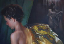 contemporary realism art - Sílvia Marieta, "Soul (At the Core)," 2023, oil on wood panel, 60 x 47 cm