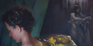 contemporary realism art - Sílvia Marieta, "Soul (At the Core)," 2023, oil on wood panel, 60 x 47 cm