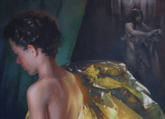 contemporary realism art - Sílvia Marieta, "Soul (At the Core)," 2023, oil on wood panel, 60 x 47 cm