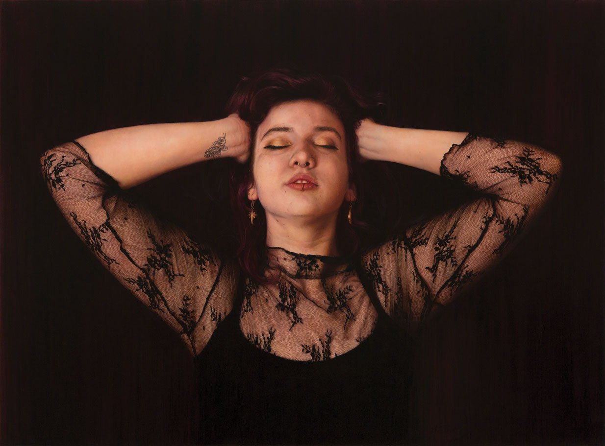 Narelle Zeller, "Breathe," 2021, oil on ACM panel, 22 x 30 in., Grainger Gallery