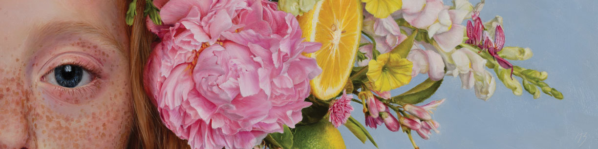Narelle Zeller, "Lemonade," 2025, oil on ACM panel, 4 x 15 3/4 in., Grainger Gallery