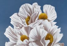 A Floral Still Life Painting That Explores Hope and Renewal Realistic still life painting of flowers - Elizabeth Barlow, "Messengers," 2026, oil on linen, 39.75 x 39.75 in - contemporary floral still life painting